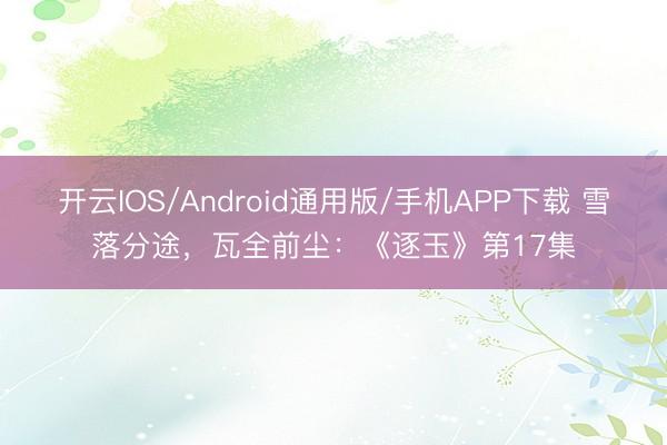 开云IOS/Android通用版/手机APP下载 雪落分途，瓦全前尘：《逐玉》第17集