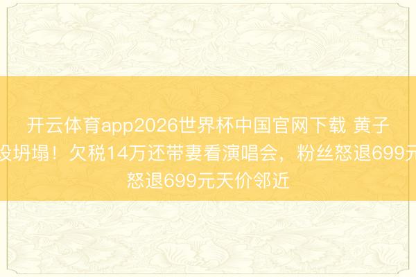 开云体育app2026世界杯中国官网下载 黄子韬东谈主设坍塌！欠税14万还带妻看演唱会，粉丝怒退699元天价邻近