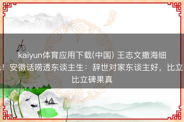 kaiyun体育应用下载(中国) 王志文撒海细节曝光！安徽话唠透东谈主生：辞世对家东谈主好，比立碑果真