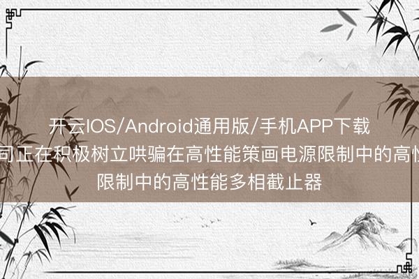 开云IOS/Android通用版/手机APP下载 南芯科技:公司正在积极树立哄骗在高性能策画电源限制中的高性能多相截止器