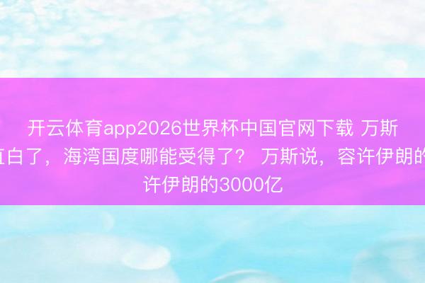 开云体育app2026世界杯中国官网下载 万斯说的太直白了，海湾国度哪能受得了？ 万斯说，容许伊朗的3000亿