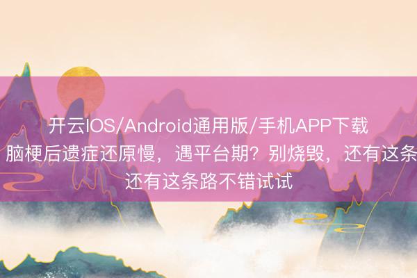 开云IOS/Android通用版/手机APP下载 品性医疗丨脑梗后遗症还原慢,遇平台期?别烧毁,还有这条路不错试试